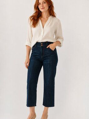Pilcro and the Letterpress (Anthropologie) Cropped Wide Leg Jeans – Size 30